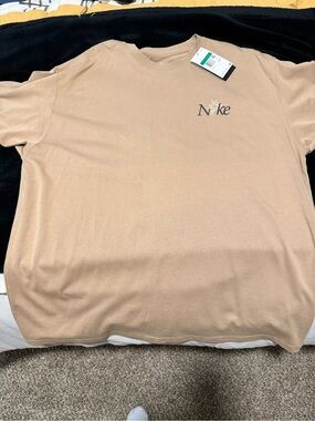 Nike Men's Beige Crewneck Tee with Subtle Logo